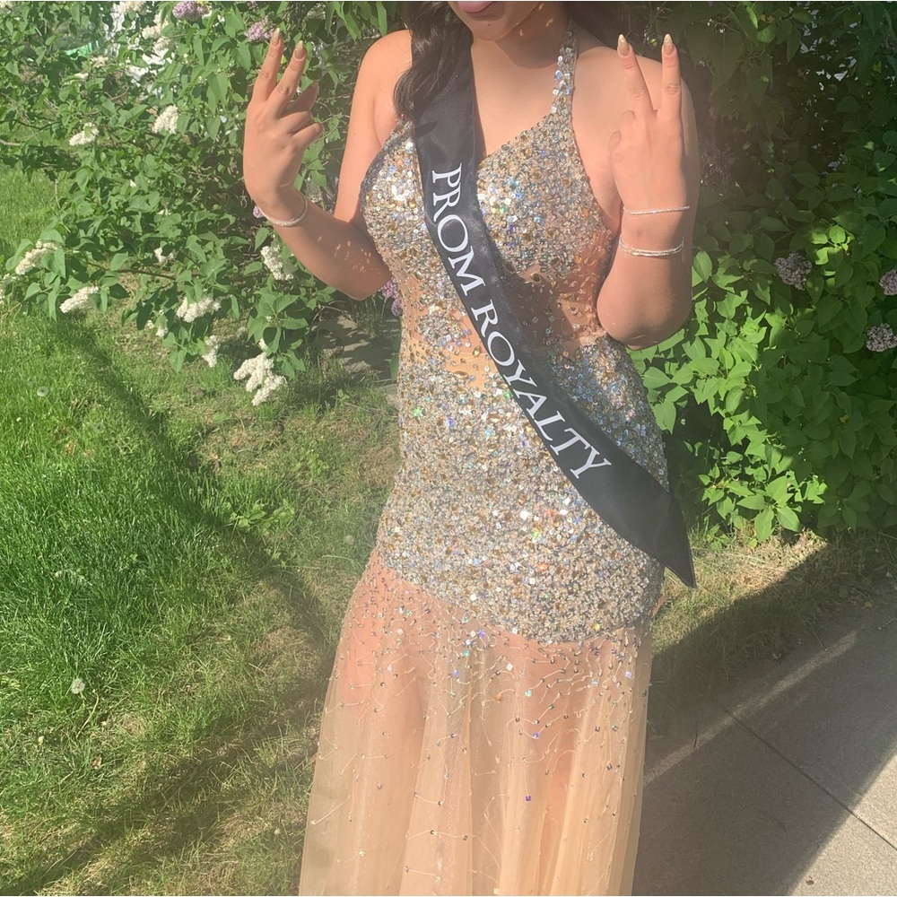 Sequin Prom Dress- Mesh- Skin Tons under tank top